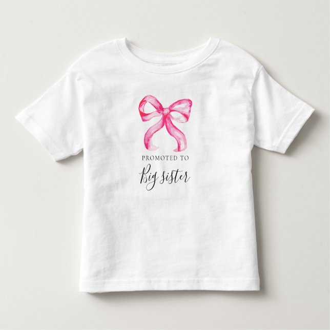 Stor syster vid babyfest med rosa rosett t shirt (Framsida)