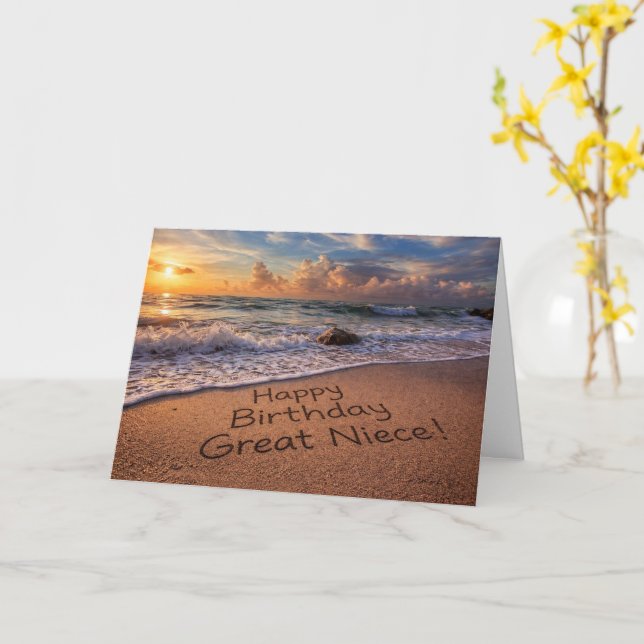 Stor systerdotter Glad födelsedag på stranden  Kort (Gul blomma)