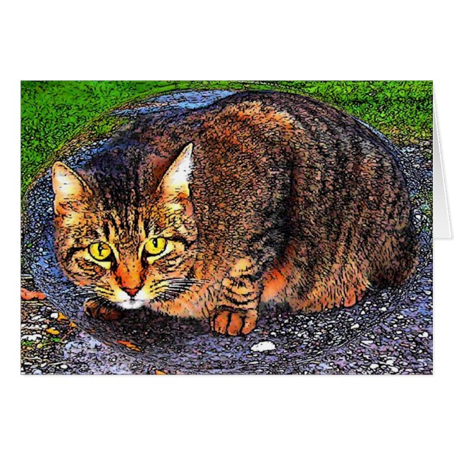 Stor tabby katt hälsningskort (Framsidan Horizontal)