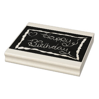 Stor: Teckning Mall Birthday Rubber Frimärke Stämpel