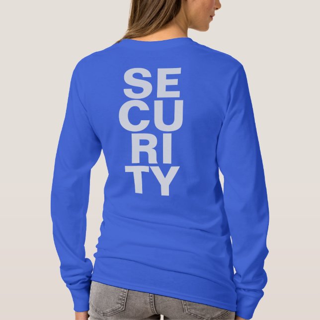 Stor text djup kunglig blå mall Dam Säkerhet T Shirt (Baksida)
