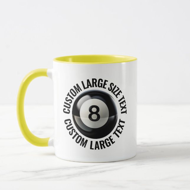 Stor text GUL Combo 11oz Anpassad 8 Ball Mugg (Vänster)