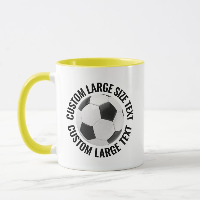 Stor text GUL Combo 11oz Anpassad fotboll Mugg (Vänster)