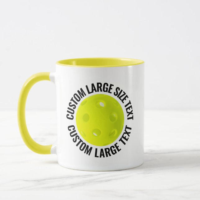 Stor text GUL Combo 11oz Anpassad Pickleball Mugg (Vänster)