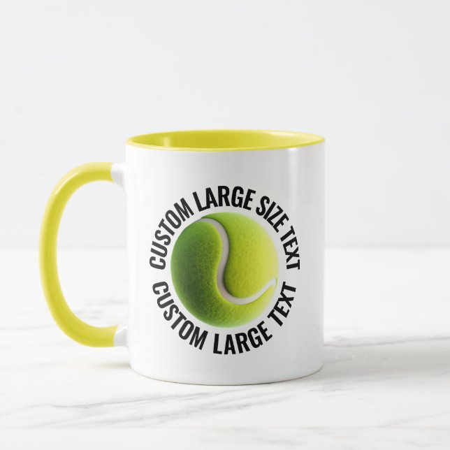 Stor text GUL Combo 11oz Anpassad Tennis Mugg (Vänster)