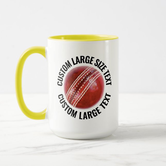 Stor text GUL Combo 15oz Anpassad Cricket Mugg (Vänster)