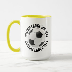 Stor Text GUL Combo 15oz Anpassad Fotboll Mugg