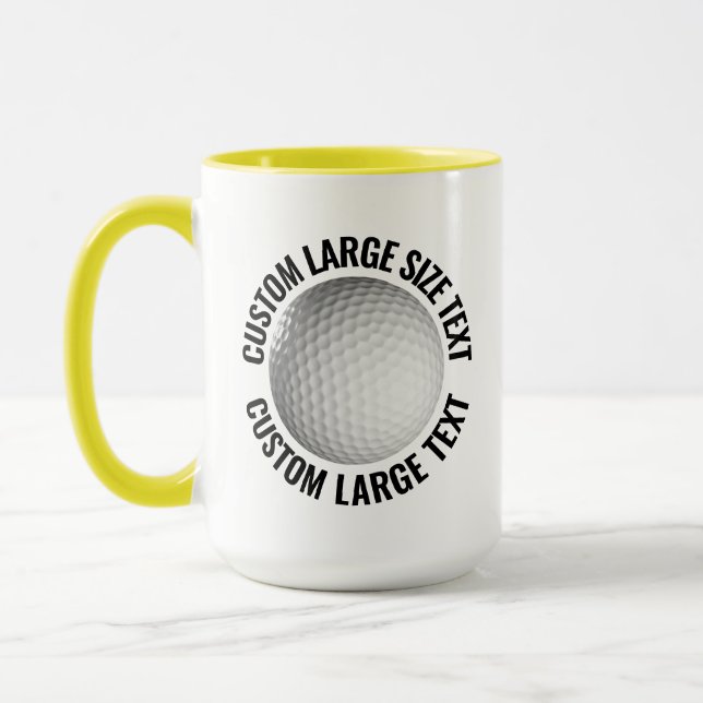 Stor Text GUL Combo 15oz Anpassad Golf Mugg (Vänster)