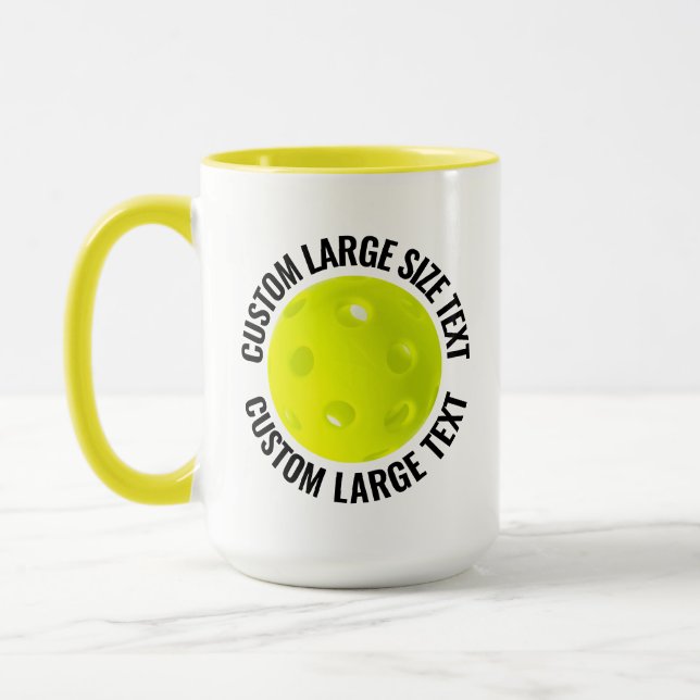 Stor Text GUL Combo 15oz Anpassad Pickleball Mugg (Vänster)