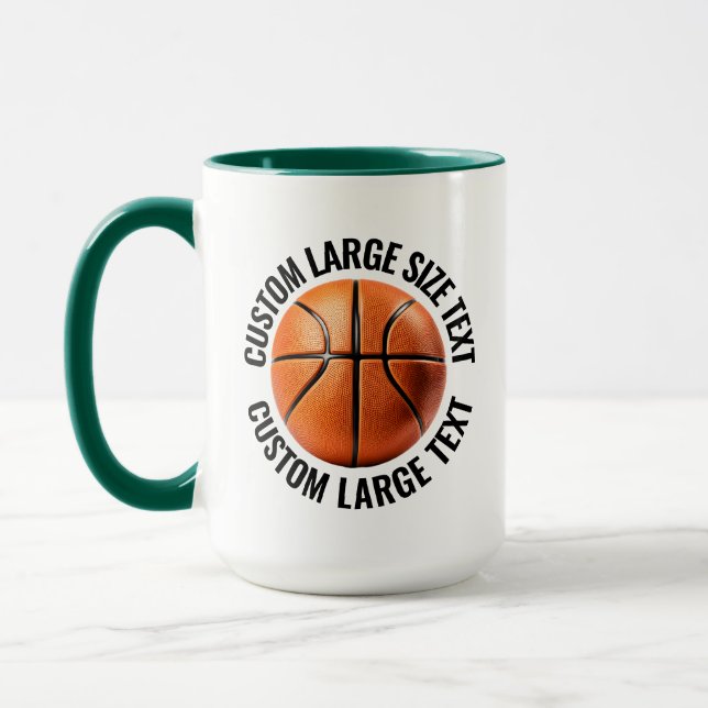 Stor text HUN. GREEN Combo 15oz Anpassad basketbol Mugg (Vänster)