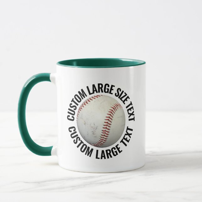Stor Text JAKTGRÖN Kombi 11oz Anpassad Baseboll Mugg (Vänster)