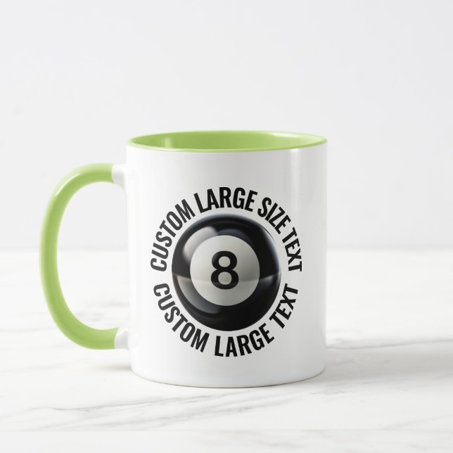 Stor Text LIME GRÖN Combo 11oz Anpassad 8 Ball Mugg (Vänster)