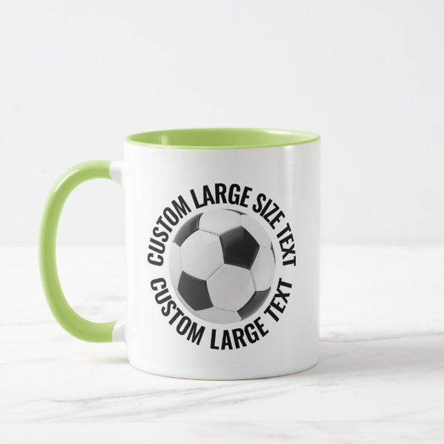 Stor Text LIME GRÖN Combo 11oz Anpassad Fotboll Mugg (Vänster)