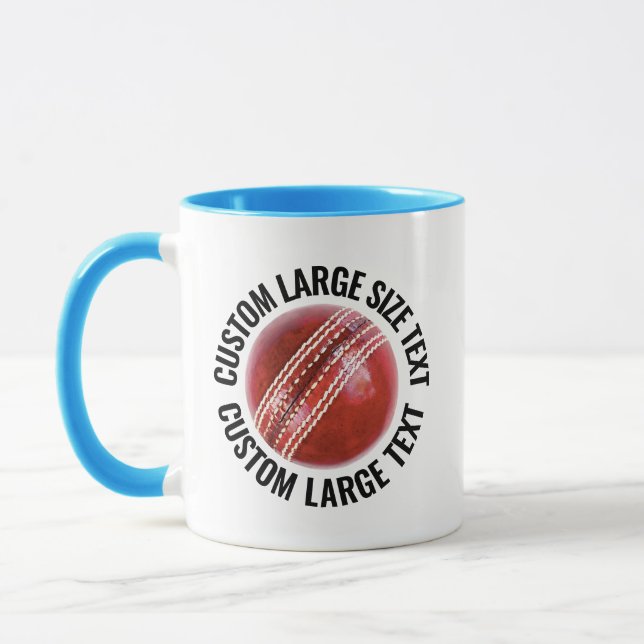 Stor text LJUSBLÅ Combo 11oz Anpassad Cricket Mugg (Vänster)