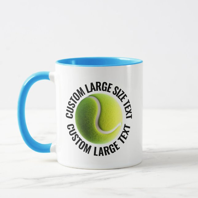 Stor text LJUSBLÅ Combo 11oz Anpassad Tennis Mugg (Vänster)