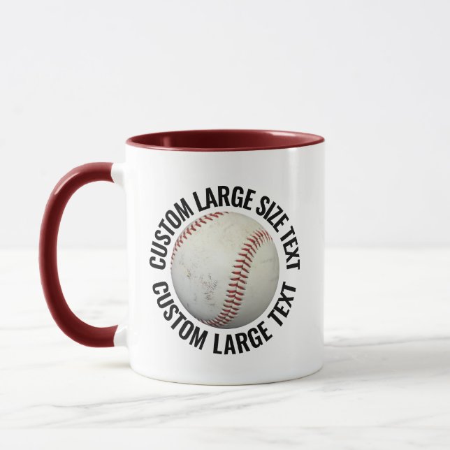 Stor Text MAROON Combo 11oz Anpassad Baseboll Mugg (Vänster)