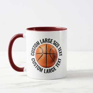 Stor Text MAROON Combo 11oz Anpassad Basketboll Mugg