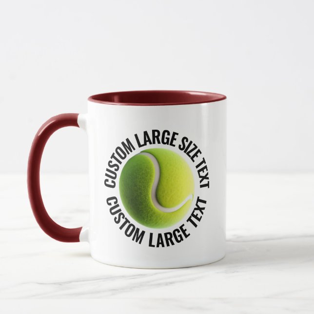 Stor Text MAROON Combo 11oz Anpassad Tennis Mugg (Vänster)