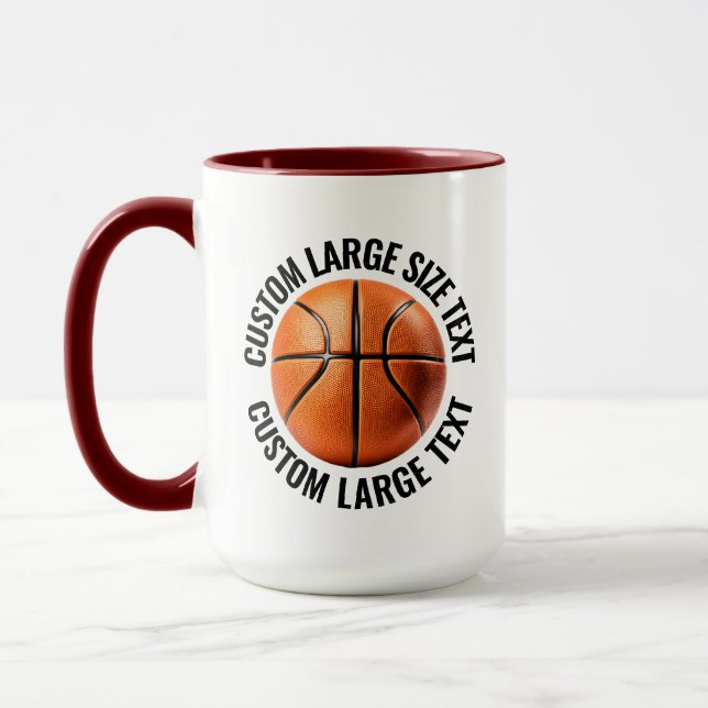 Stor Text MAROON Kombi 15oz Anpassad Basketboll Mugg (Vänster)