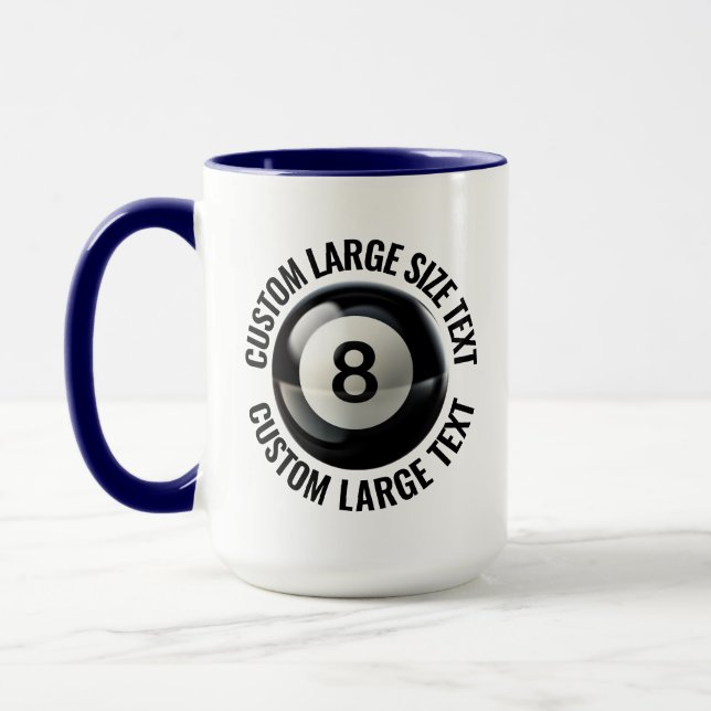 Stor Text NAVYBLÅ Kombi 425g Custom 8 Ball Mugg (Vänster)
