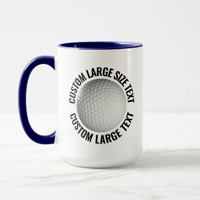 Stor Text NAVYBLÅ Kombi 450g Skräddarsydd Golf Mugg (Vänster)