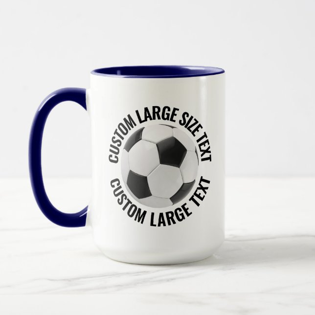 Stor Text NAVYBLÅ Kombination 425g Anpassad Fotbol Mugg (Vänster)