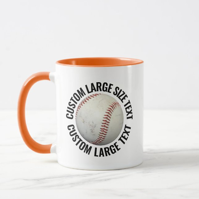 Stor Text ORANGE Combo 11oz Anpassad Baseboll Mugg (Vänster)