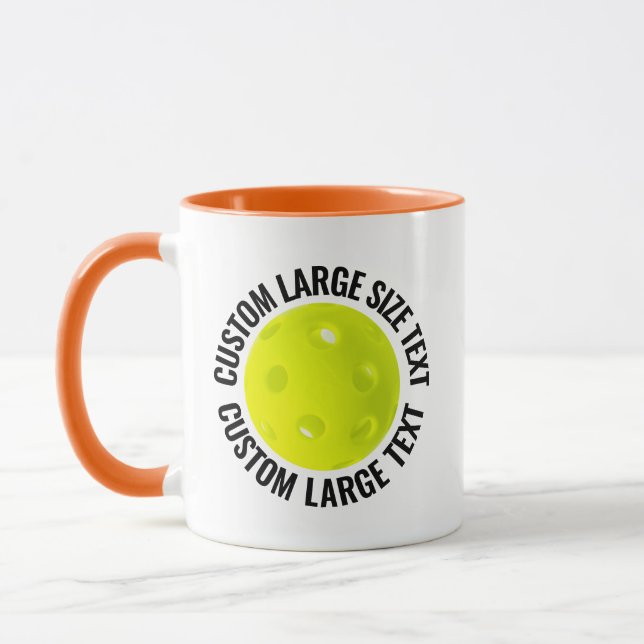 Stor Text ORANGE Combo 11oz Anpassad Pickleball Mugg (Vänster)