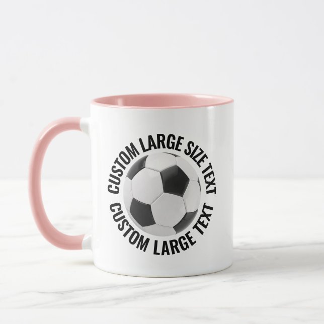 Stor Text PINK Combo 11oz Anpassad Fotboll Mugg (Vänster)