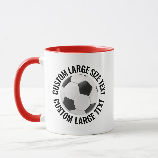 Stor Text RÖD Combo 11oz Anpassad Fotboll Mugg (Vänster)