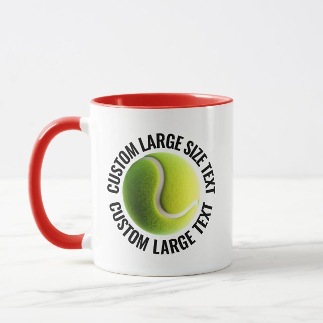 Stor Text RÖD Combo 11oz Anpassad Tennis Mugg (Vänster)