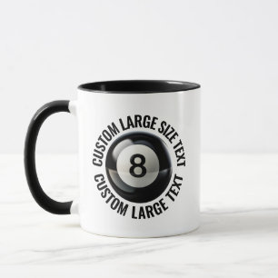 Stor text SVART Combo 11oz Anpassad 8 Ball Mugg