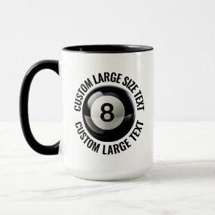 Stor text SVART Combo 15oz Anpassad 8 Ball Mugg