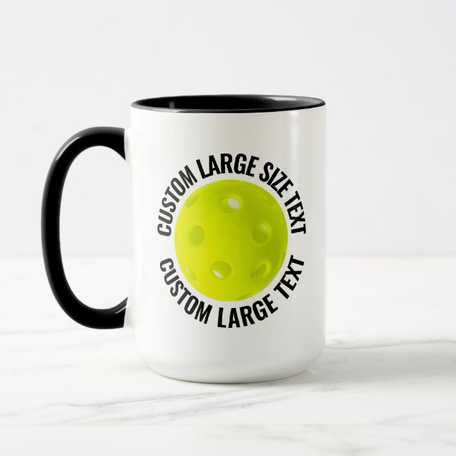 Stor Text Svart Combo 15oz Anpassad Pickleball Mugg (Vänster)