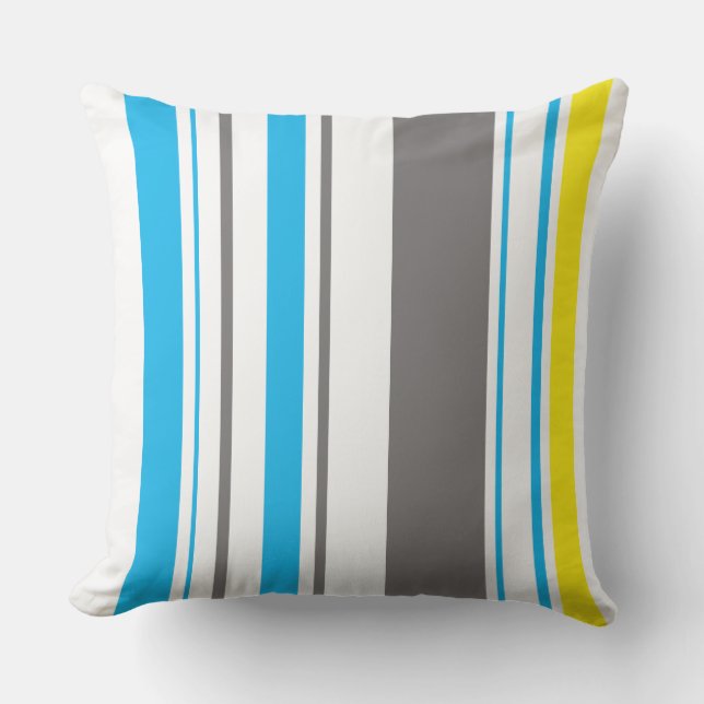 Stor Throw Cushion - Beach Hut Rand Teal Kudde (Framsida)