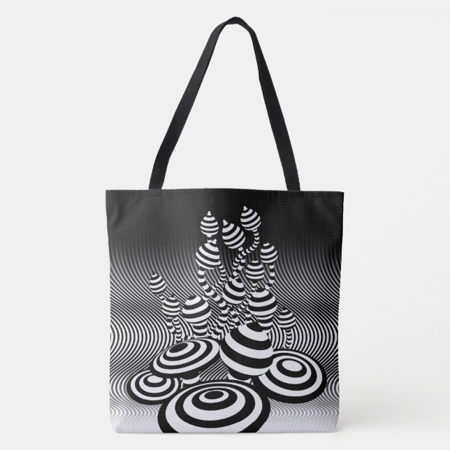 Stor tote bag Magic Mushroom optisk utformning. Tygkasse (Framsida)