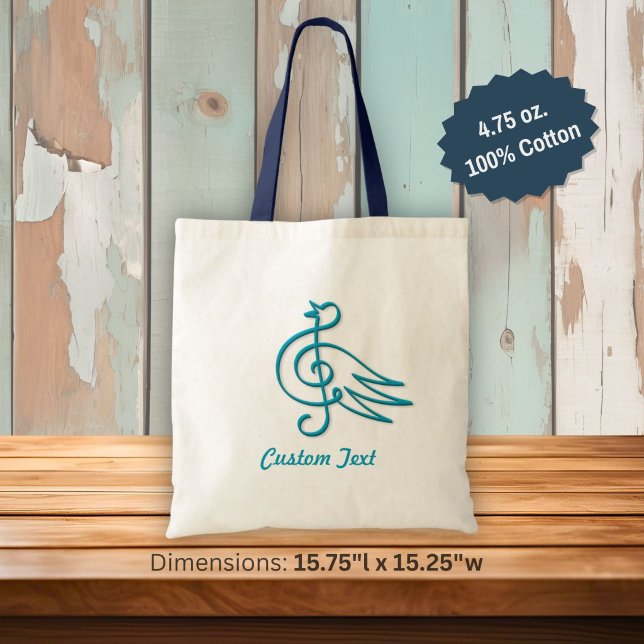 Stor tote-bag med blå fågel-musik tygkasse (Skapare uppladdad)