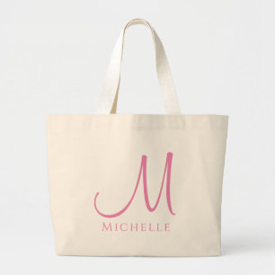 Stor Tote Bag Monogram Initial Brev Namn Jumbo Tygkasse