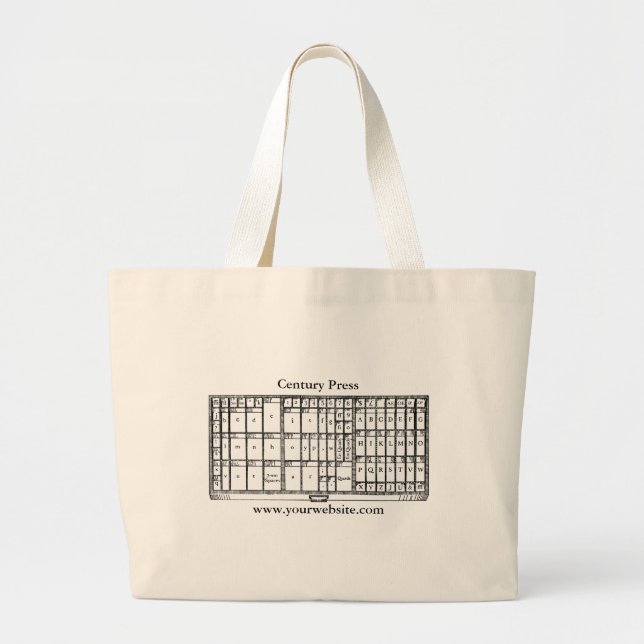 Stor tote-väska med letterpress-tema jumbo tygkasse (Framsidan)