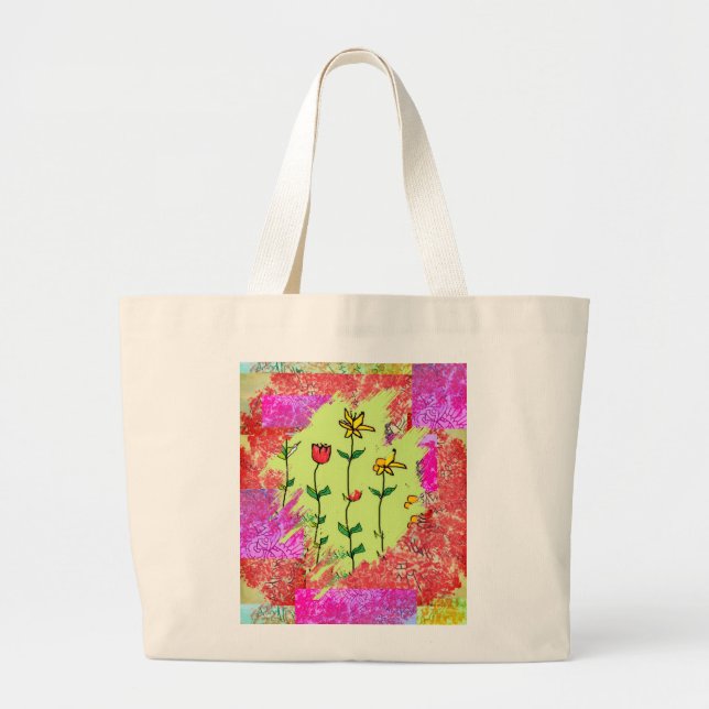 Stor Totebag - Färgprov Blommig  Jumbo Tygkasse (Framsidan)