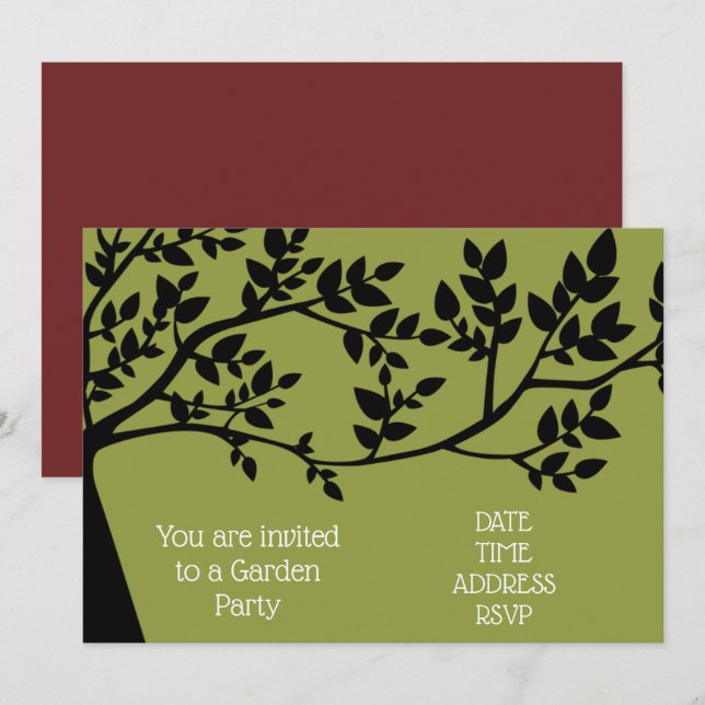 Stor trädgårdsfest funktion inbjudningar (Fram/baksida)