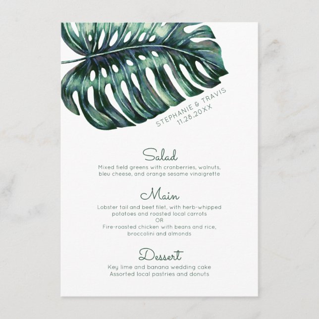 Stor Tropisk Monstera Löv-minimalist Meny (Framsida)