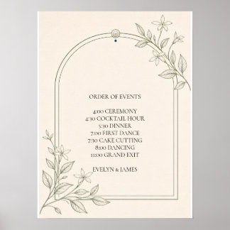 Stor Typsnitt Botanisk Bröllopsordning Händelse Sk Poster