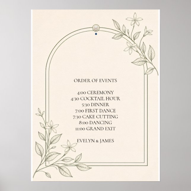 Stor Typsnitt Botanisk Bröllopsordning Händelse Sk Poster (Framsidan)