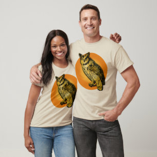 Stor uggla med orange måneTshirts, muggar T-shirt