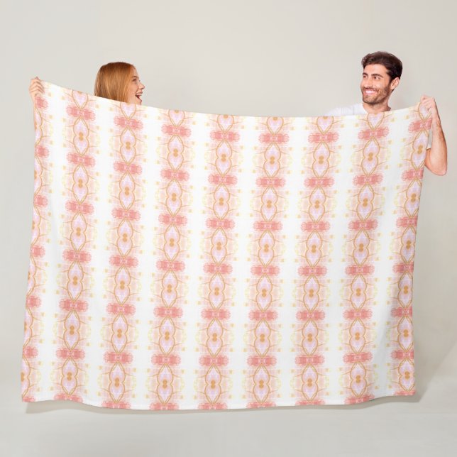 Stor Ull Coral Rosa Mönster Blanket Fleecefilt (På plats)