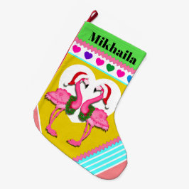 Stor Ull Flamingo-julklapp Julstrumpa