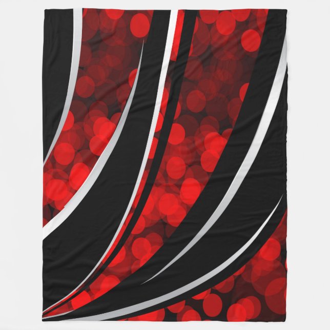 Stor ullfilt, modernt, abstrakt som är röd, svart fleecefilt (Framsidan)