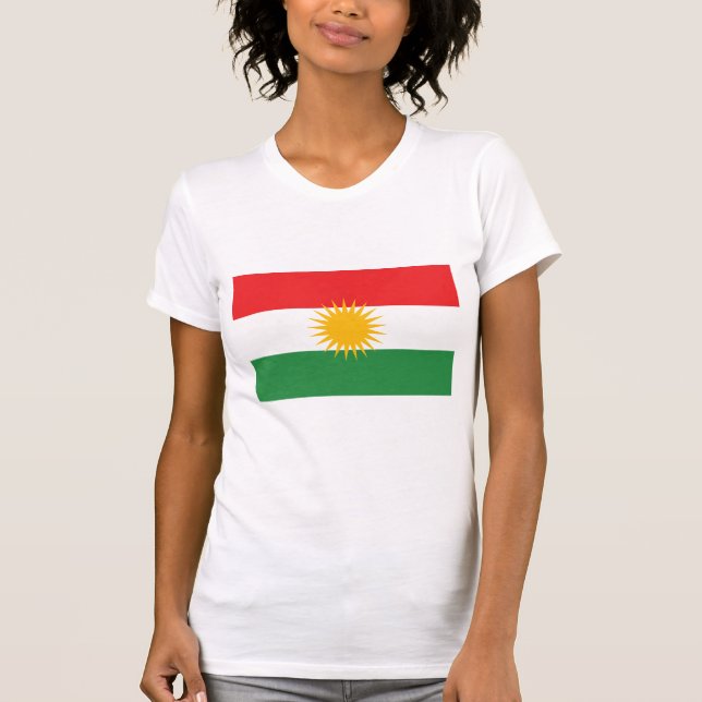 STOR UTDRYCKT Kurdistan Flagga Tee (Framsida)