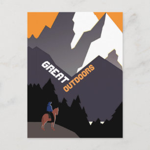 Stor Utomhus Retro Montana Resemålning Konst Vykort
